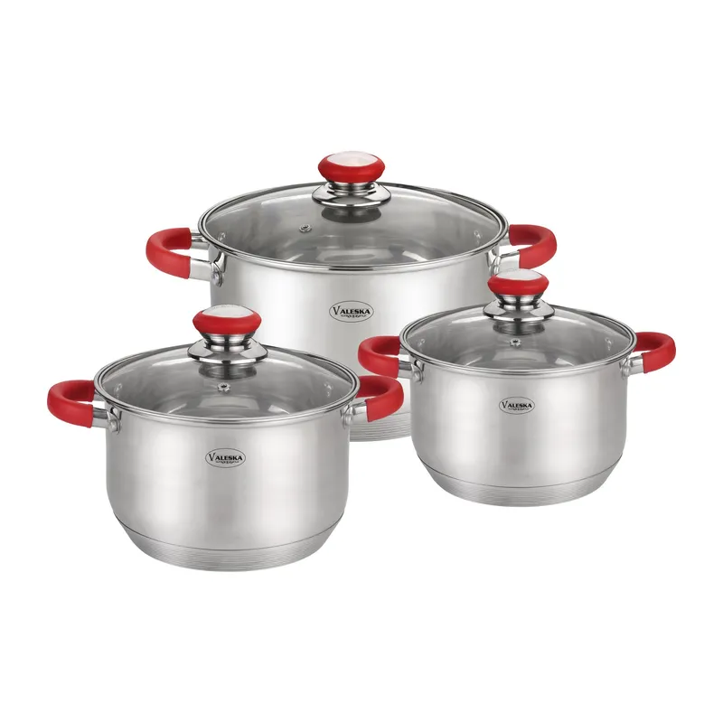 VALESKA - Juego de Ollas de Acero Inoxidable VL-PRIME6 Rojo