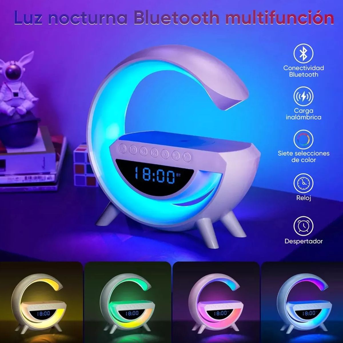 GENERICO - Parlante Led Inalámbrico con Luces G con cargador 6 en 1