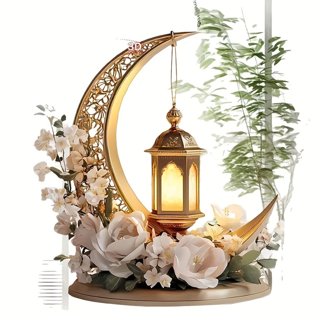 VATYERTY - 1 elegante farol de Ramadán con arreglo floral