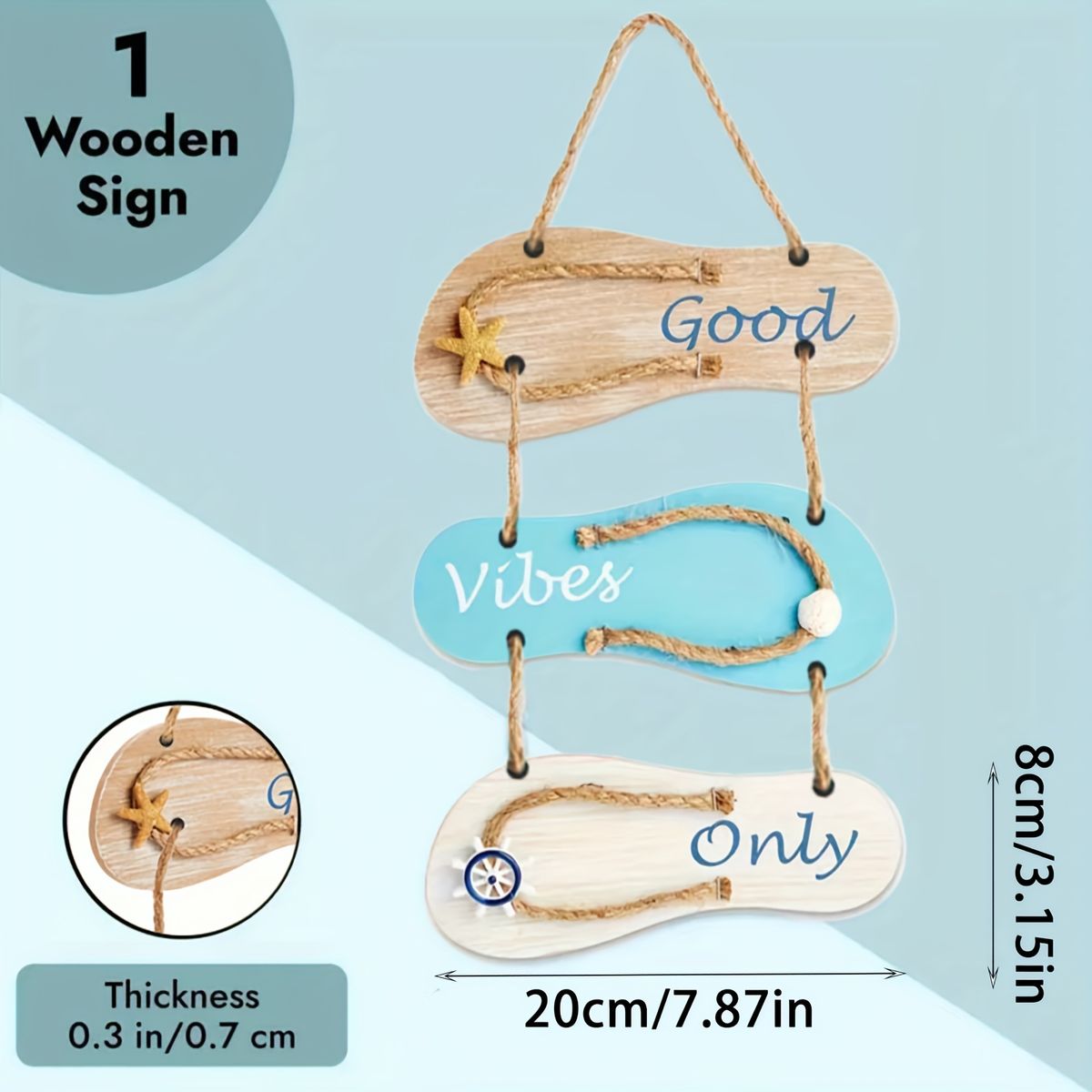 VATYERTY - 1 decoración rústica de pared con chanclas de playa de madera