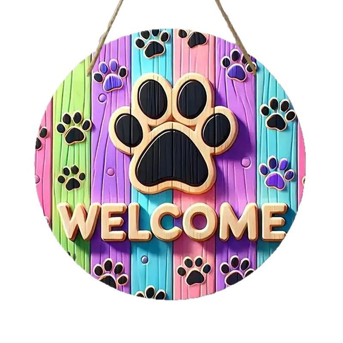 VATYERTY - 1 letrero de bienvenida estilo americano con huella de pata