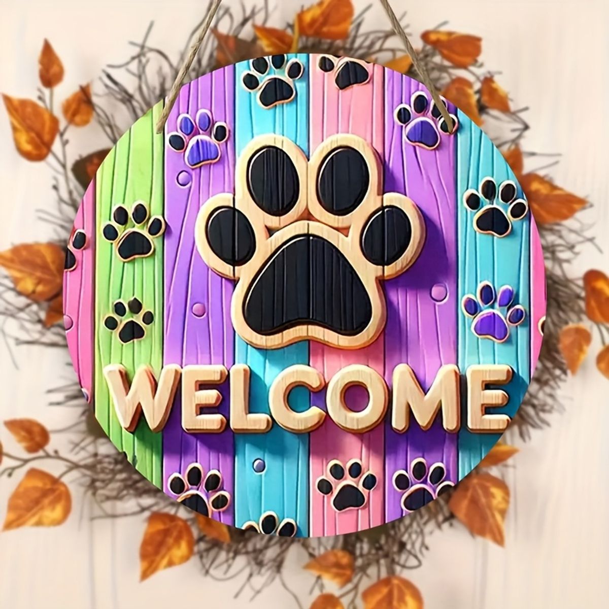 VATYERTY - 1 letrero de bienvenida estilo americano con huella de pata