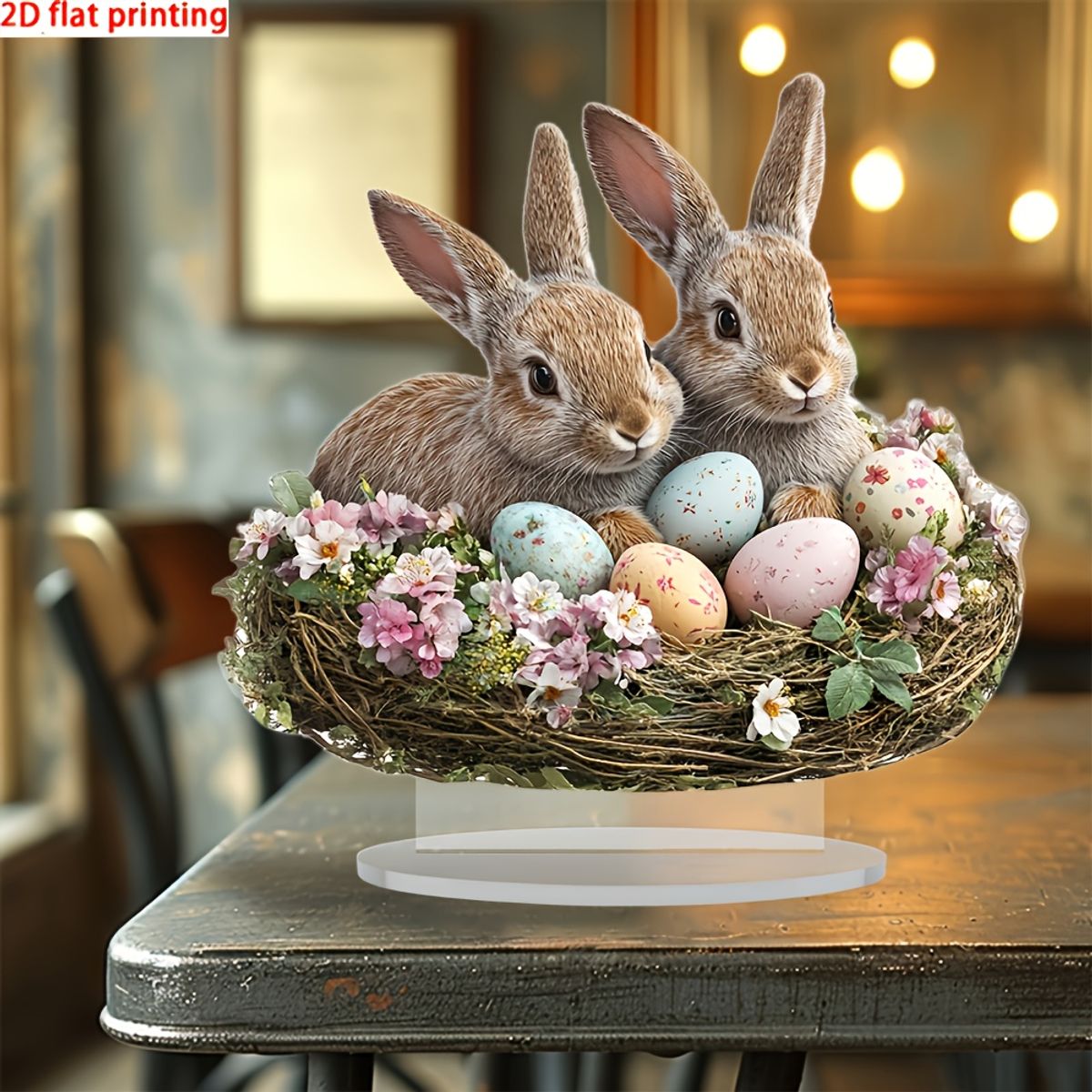 VATYERTY - Conejo y huevo de Pascua estilo bohemio acrílico