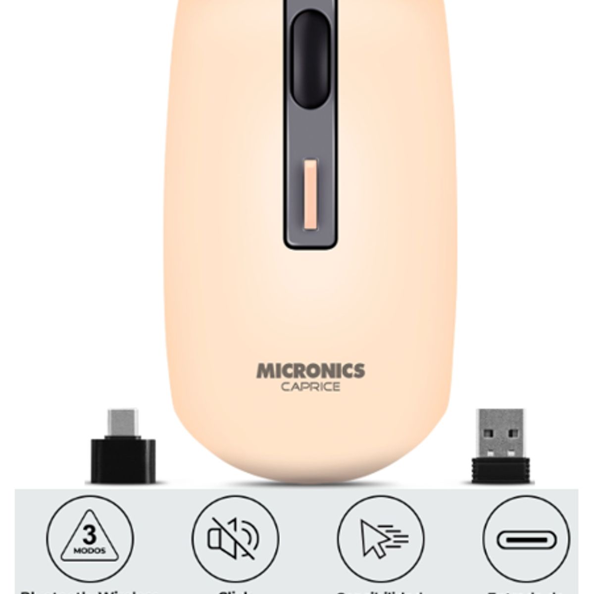 MICRONICS - Mouse Inalambrico CAPRICE MIC M713-3M BT WIFI Recargable MICRONICS