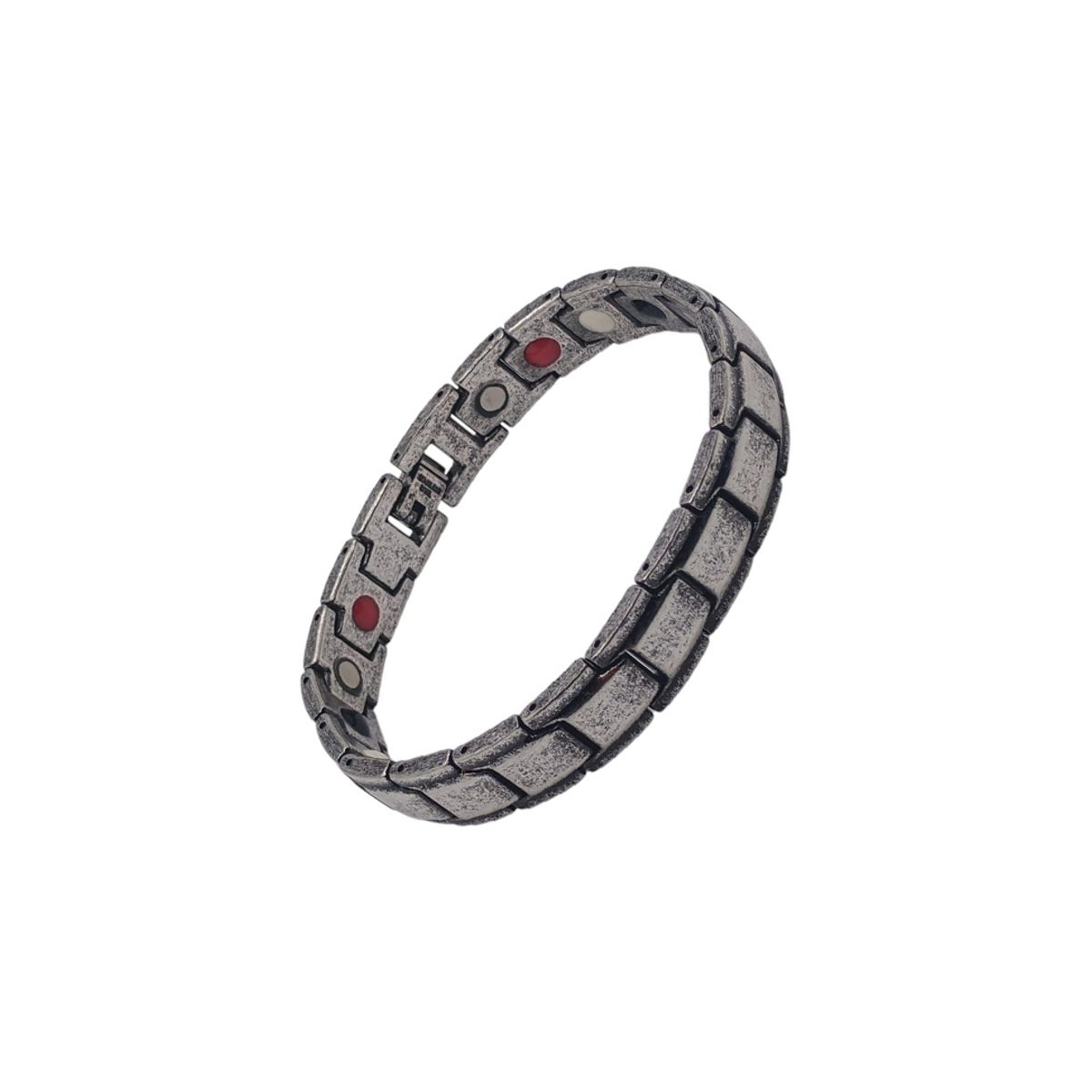 GENERICO - Pulsera Biomagnética de Acero Inoxidable - Plateado Envejecido