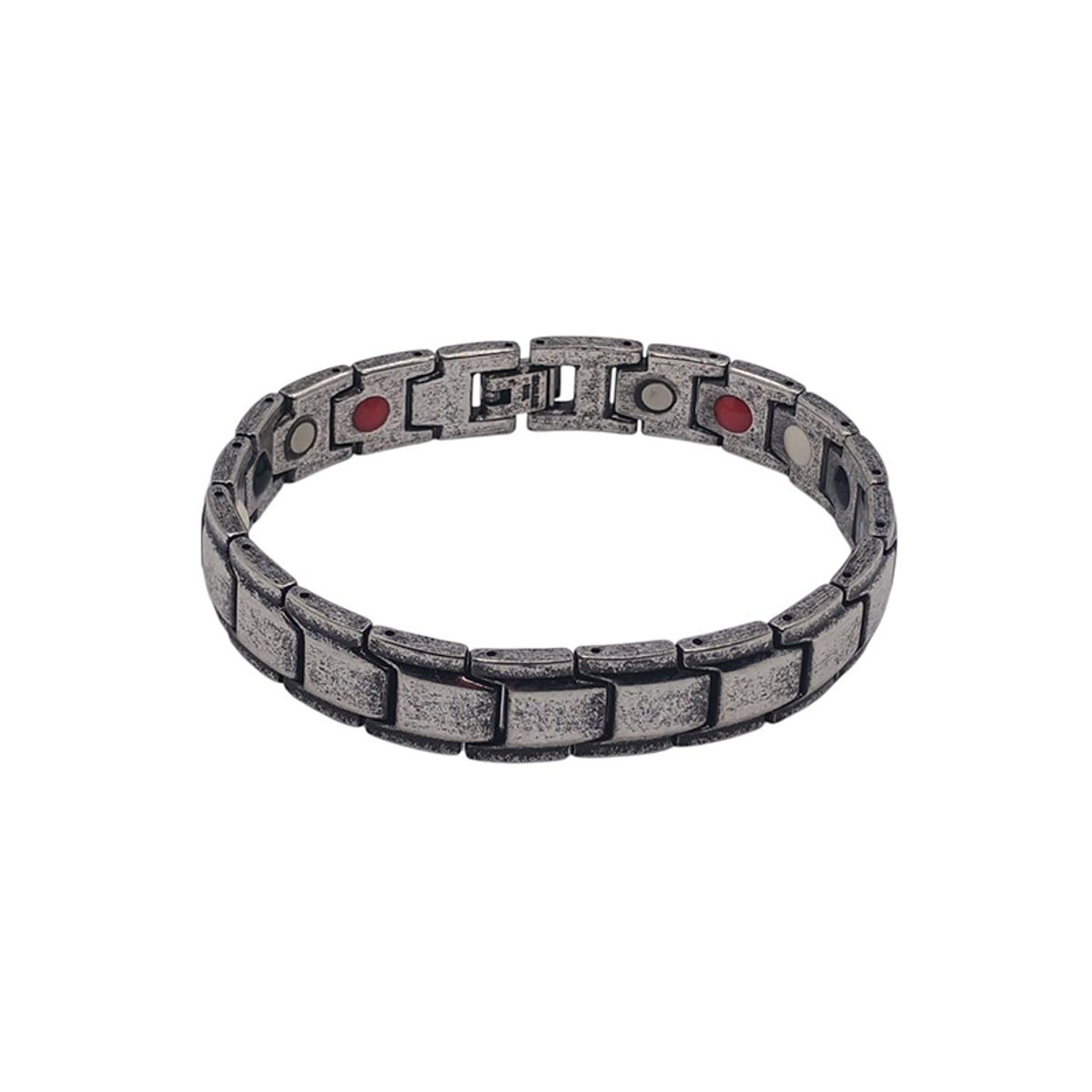 GENERICO - Pulsera Biomagnética de Acero Inoxidable - Plateado Envejecido