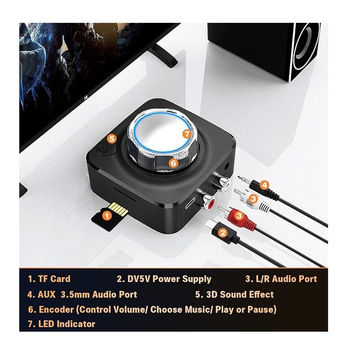 GENERICO - Adaptador Receptor De Audio Bluetooth - Negro