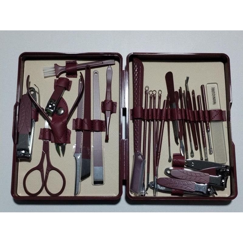 GENERICO - SET DE ASEO PEROSNAL MANICURA Y PEDICURA 28 PIEZAS EN ACERO INOX