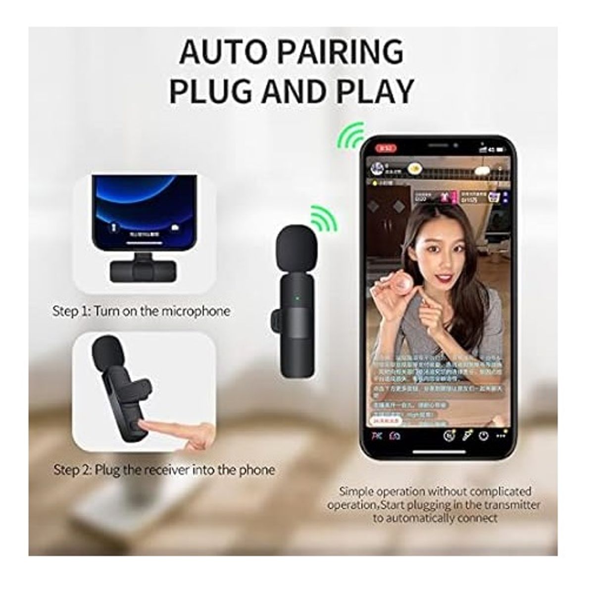 GENERICO - Micrófono Inalámbrico Solapero Lavalier - Negro