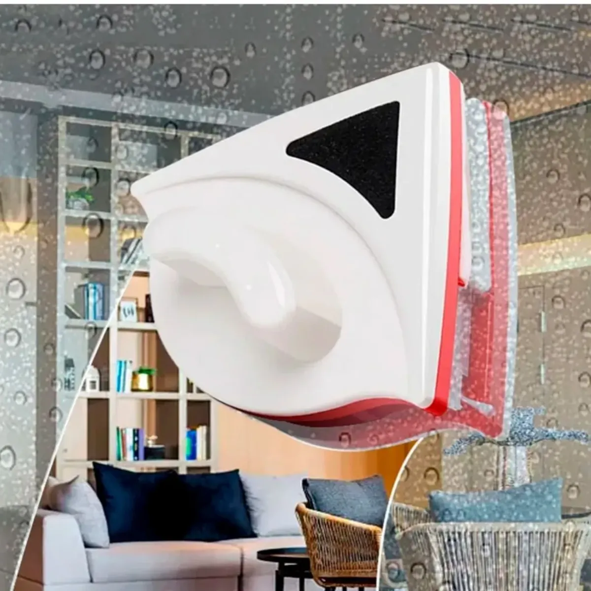 GENERICO - Limpiavidrios Ventanas Esponja Magnética Limpiador Triangular