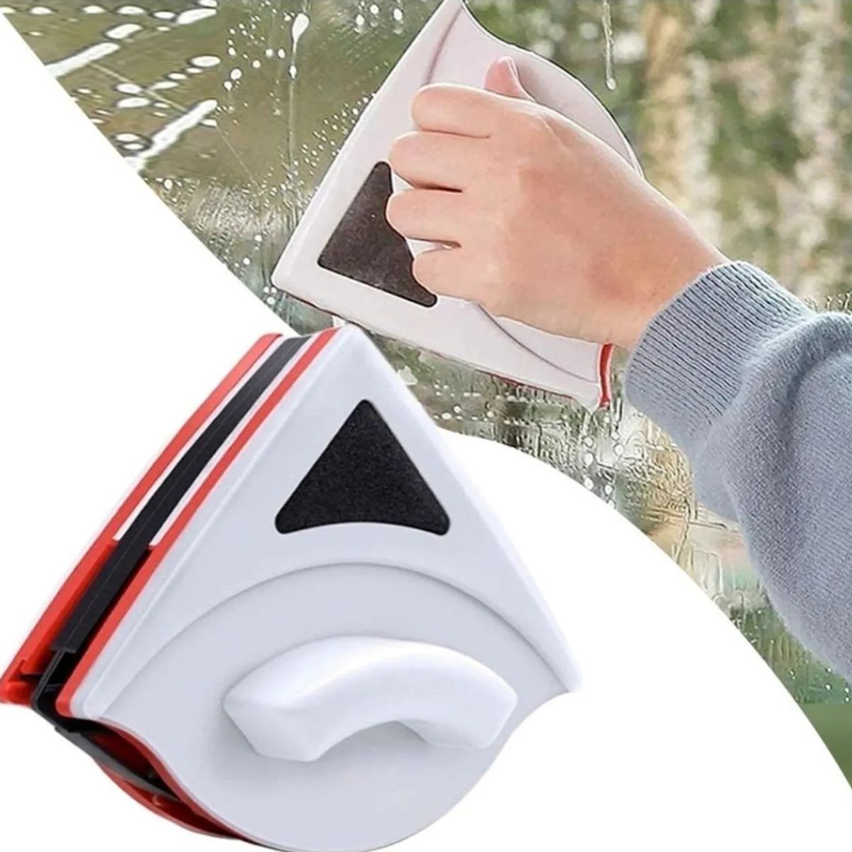 GENERICO - Limpiavidrio Ventanas Esponja Magnética Limpiador Triangular