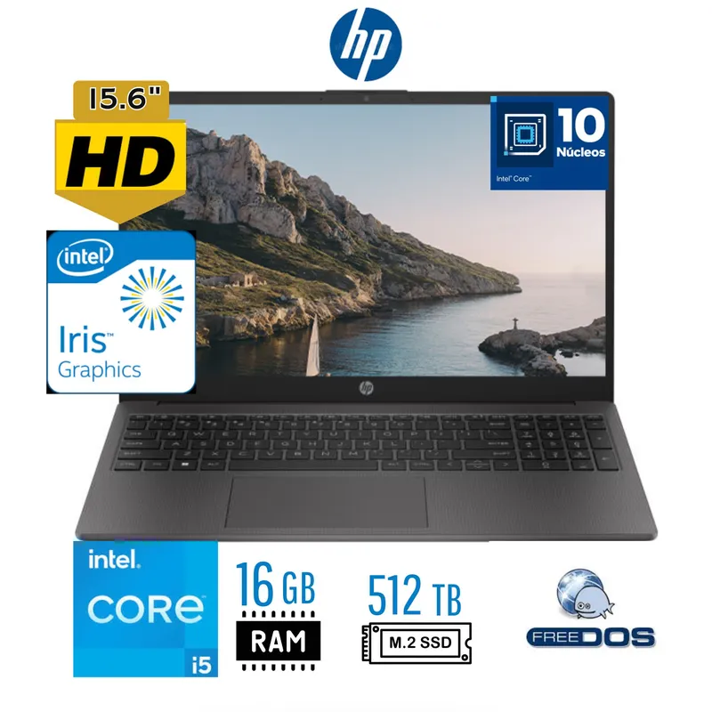 HP - Laptop HP250 G10  intel Core i5 13va Gen Ram 16GB SSD 512GB 156 HD FREEDOS