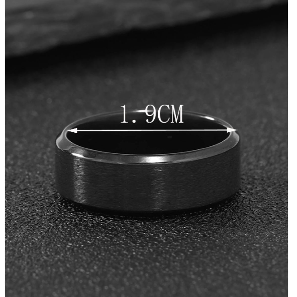 GENERICO - ANILLO METAL PULIDO COLOR NEGRO ACERO INOXIDABLE