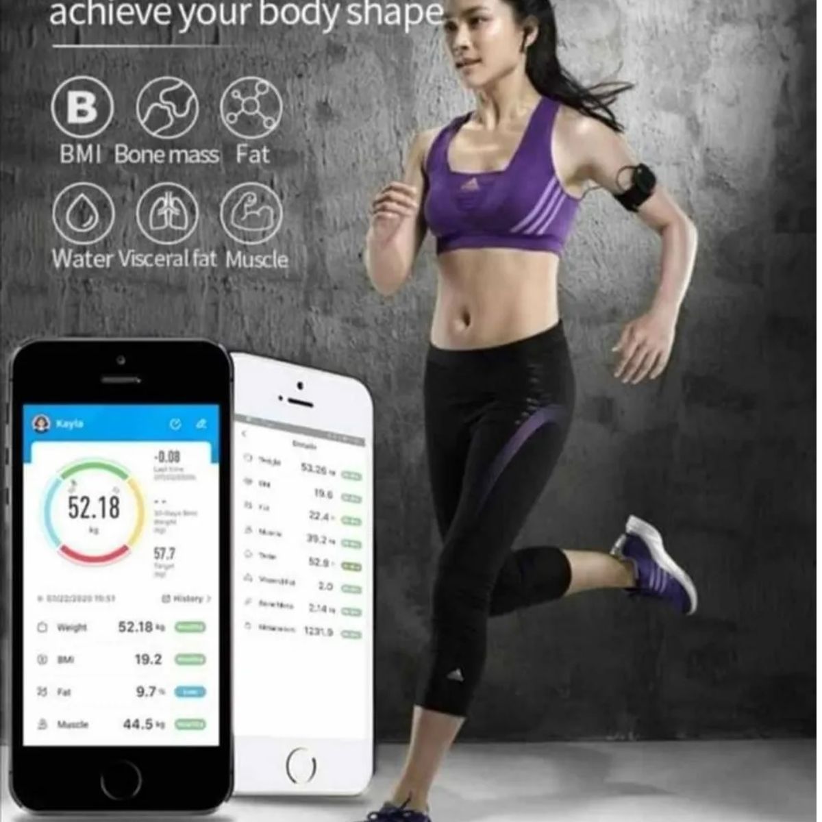 GENERICO - BALANZA DIGITAL RECARGABLE BLUETOOTH 180KG CONTROL DE PESO INTELIGENTE