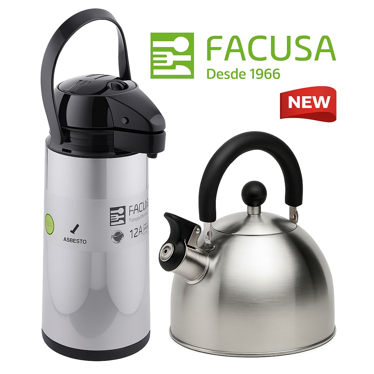FACUSA - Combo Termo Sifón Facusa y Tetera 2 lt Acero Inoxidable Facusa