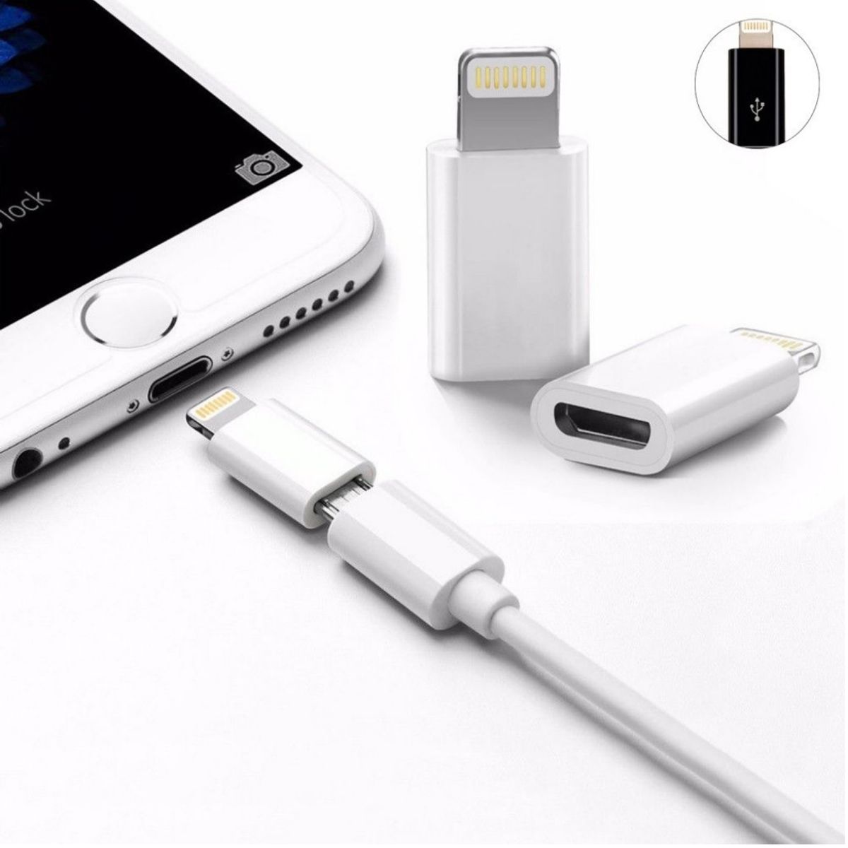 GENERICO - ADAPTADOR DE LIGHTNING A MICRO USB BLANCO