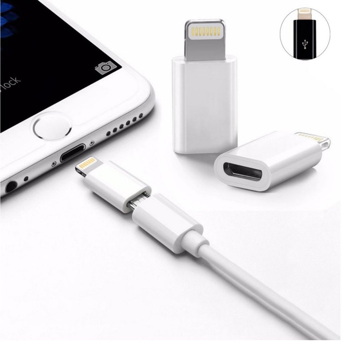 GENERICO - ADAPTADOR DE LIGHTNING A MICRO USB BLANCO