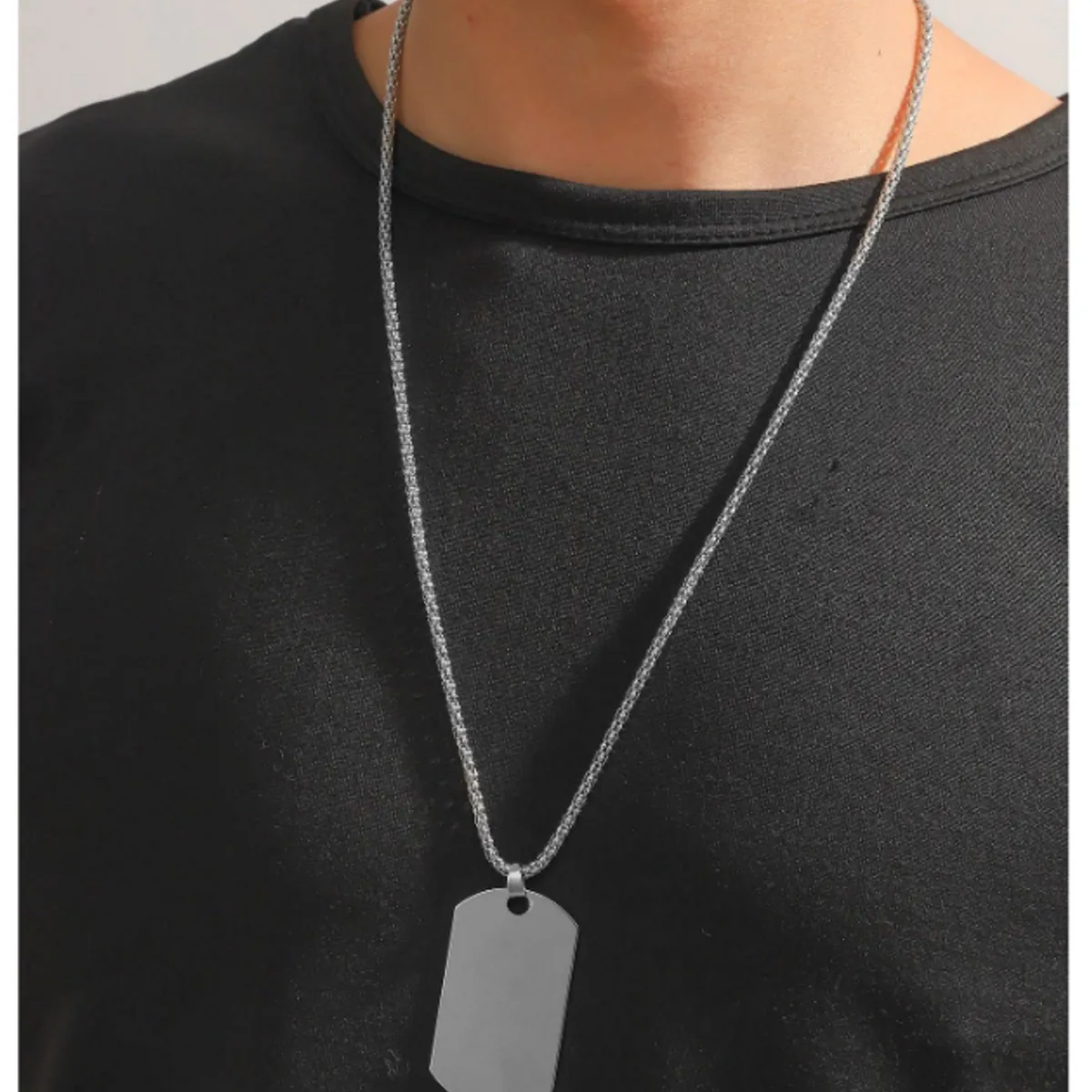 GENERICO - COLLAR ACERO INOXIDABLE DIJE PLACA MILITAR