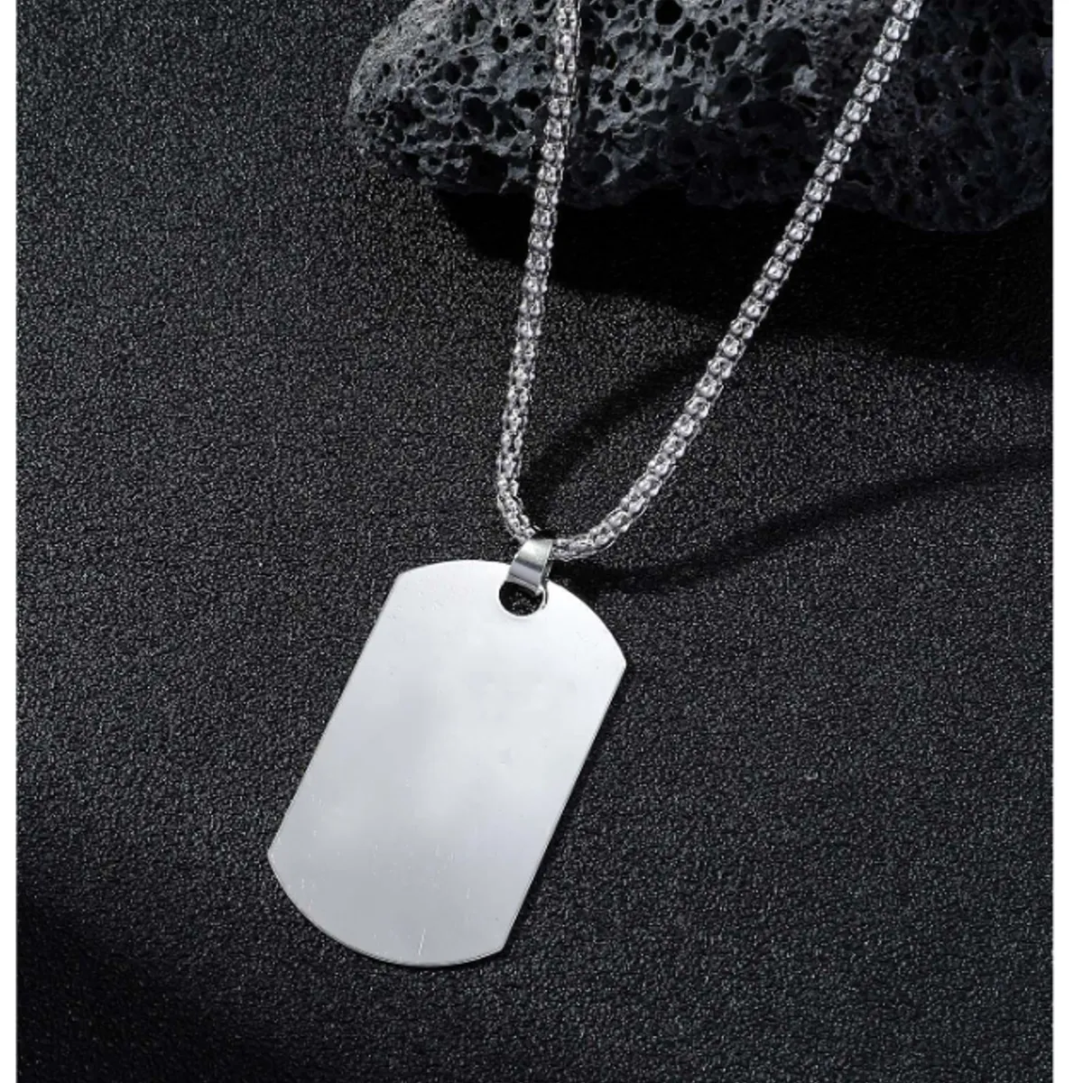 GENERICO - COLLAR ACERO INOXIDABLE DIJE PLACA MILITAR