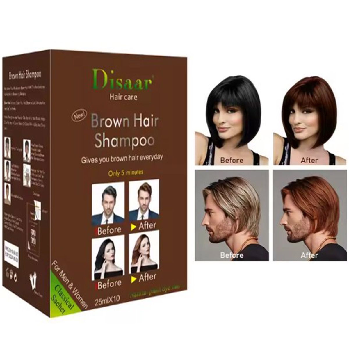DEXE - BLACK HAIR  PARA TEÑIR COLOR CASTAÑO 10 UNIDADES