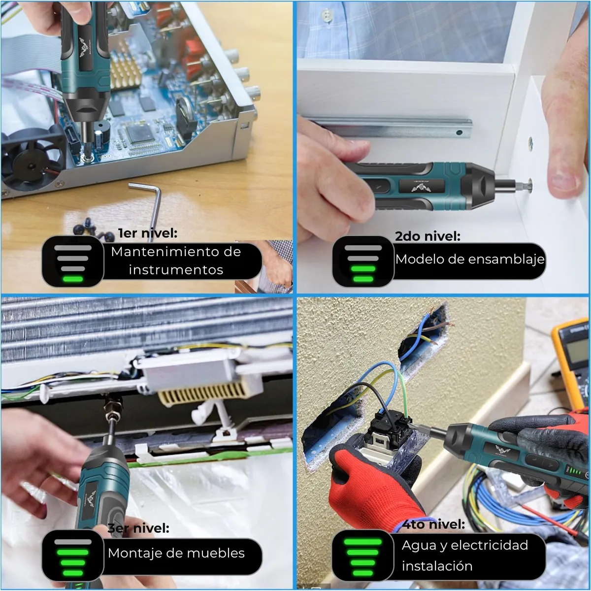 GENERICO - Set Destornillador Eléctrico 105 Piezas Inalámbrico con Carga USB y Linterna