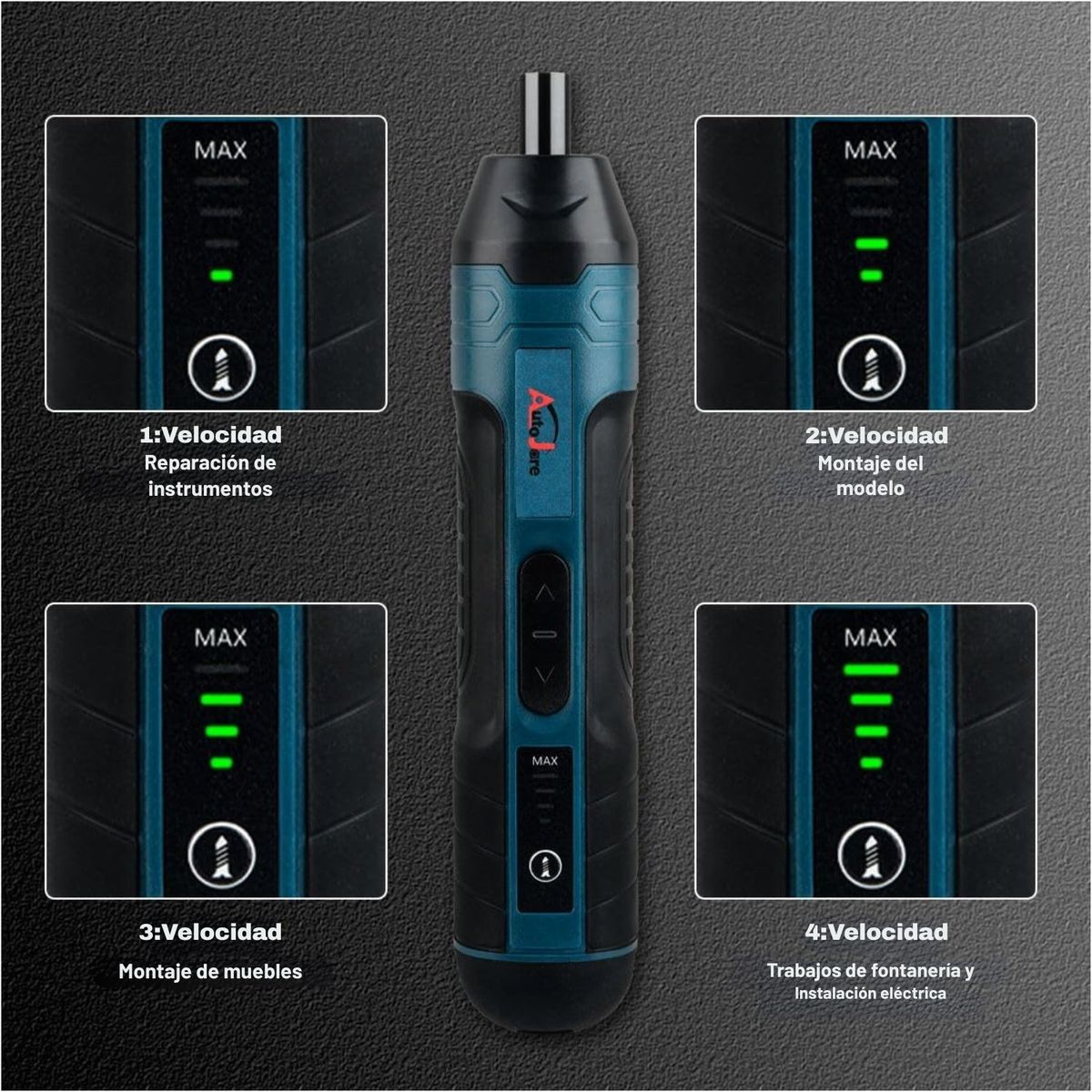 GENERICO - Destornillador Eléctrico Inalámbrico 105 Piezas con Linterna LED Recargable USB