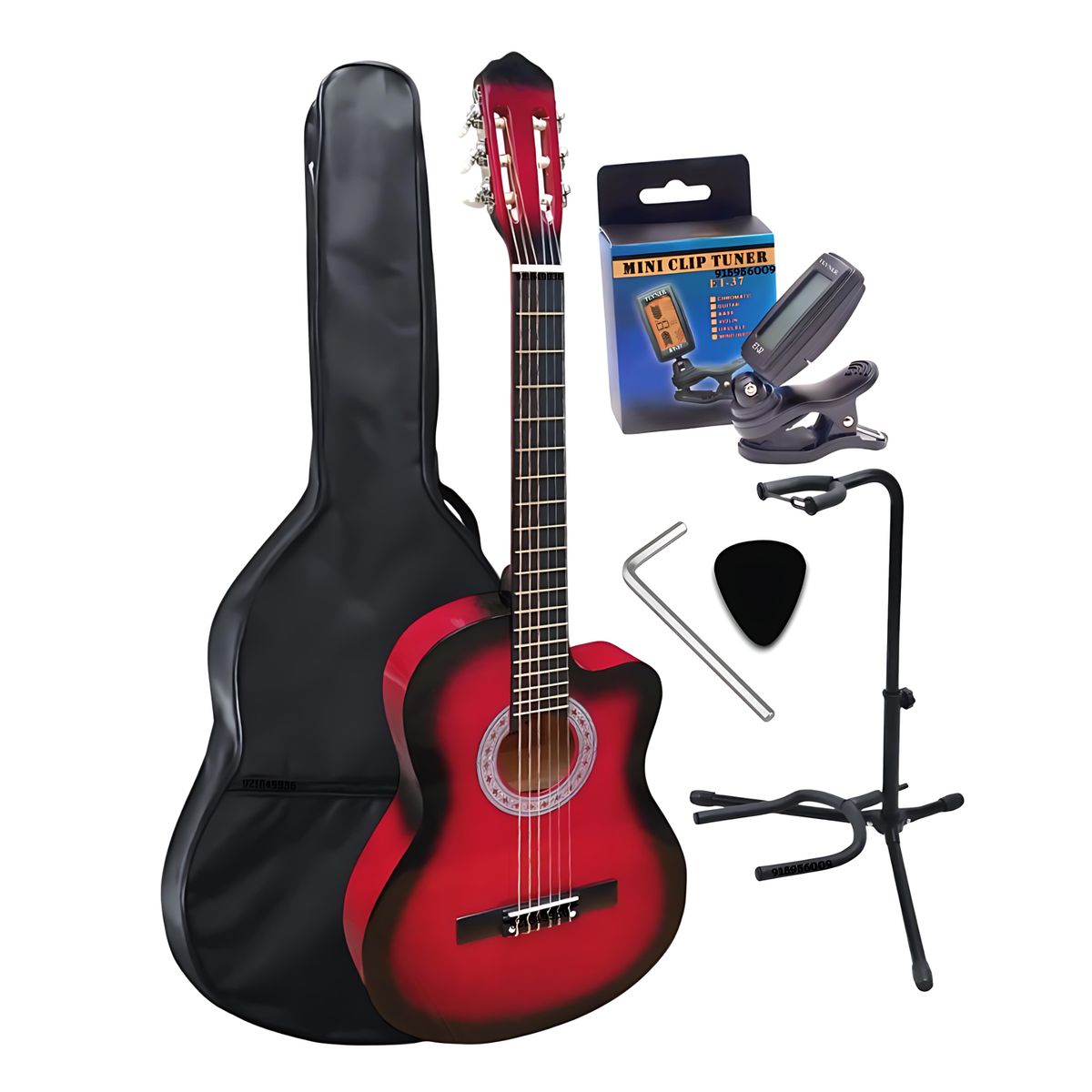 GENERICO - Guitarra acústica ROJO 39″ con Funda&Parante&Afinador&Llave