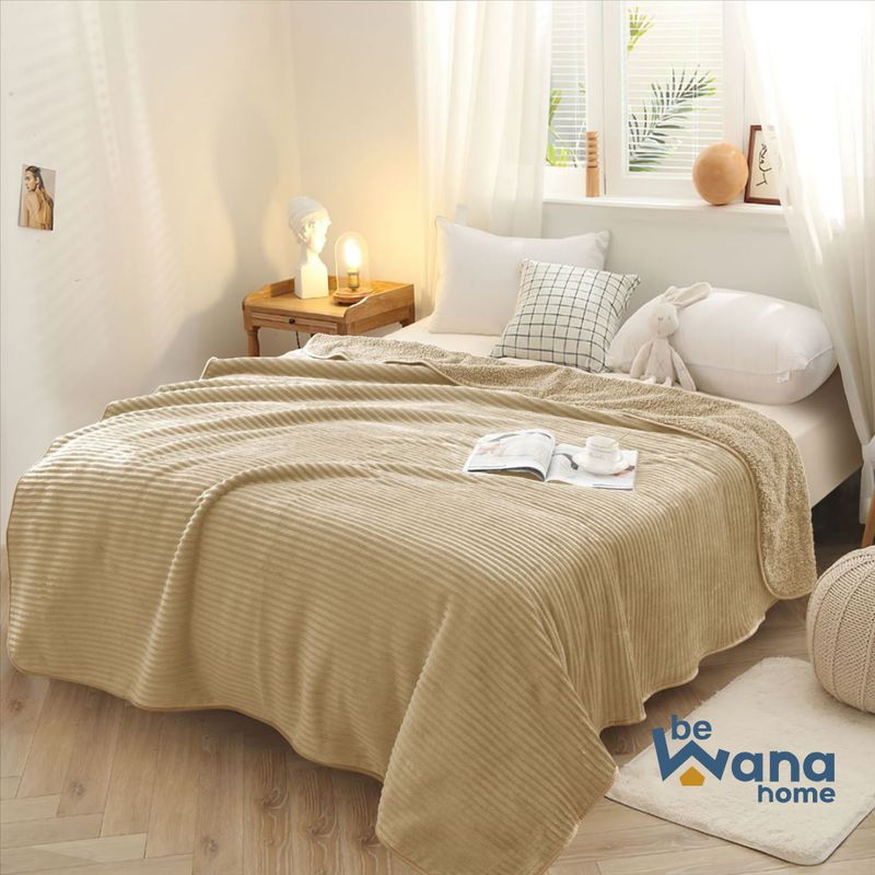 CASATEX - Manta Antialérgica Acalanada con Carnero Sherpa 2PLZ Beige