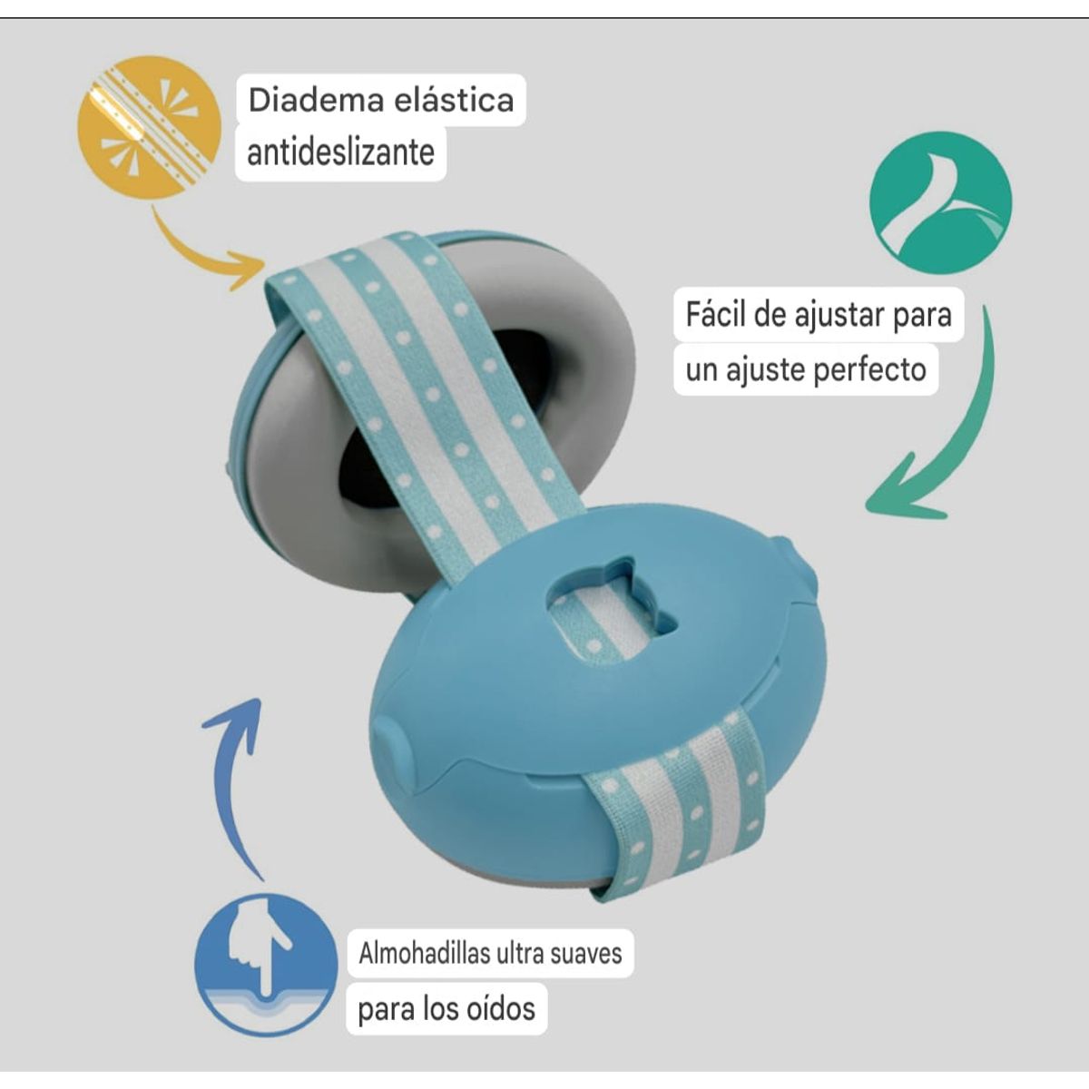 GENERICO - OREJERAS ANTIRUIDO PARA BEBÉS - CELESTE