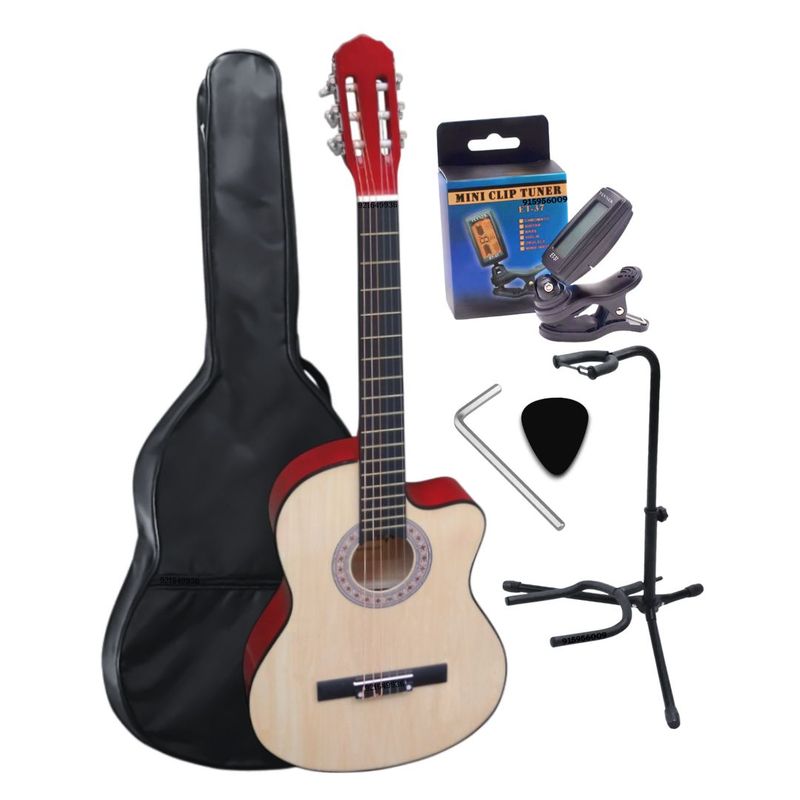 GENERICO - Guitarra acústica NATURAL 39″ Funda&Parante&Afinador&Llave