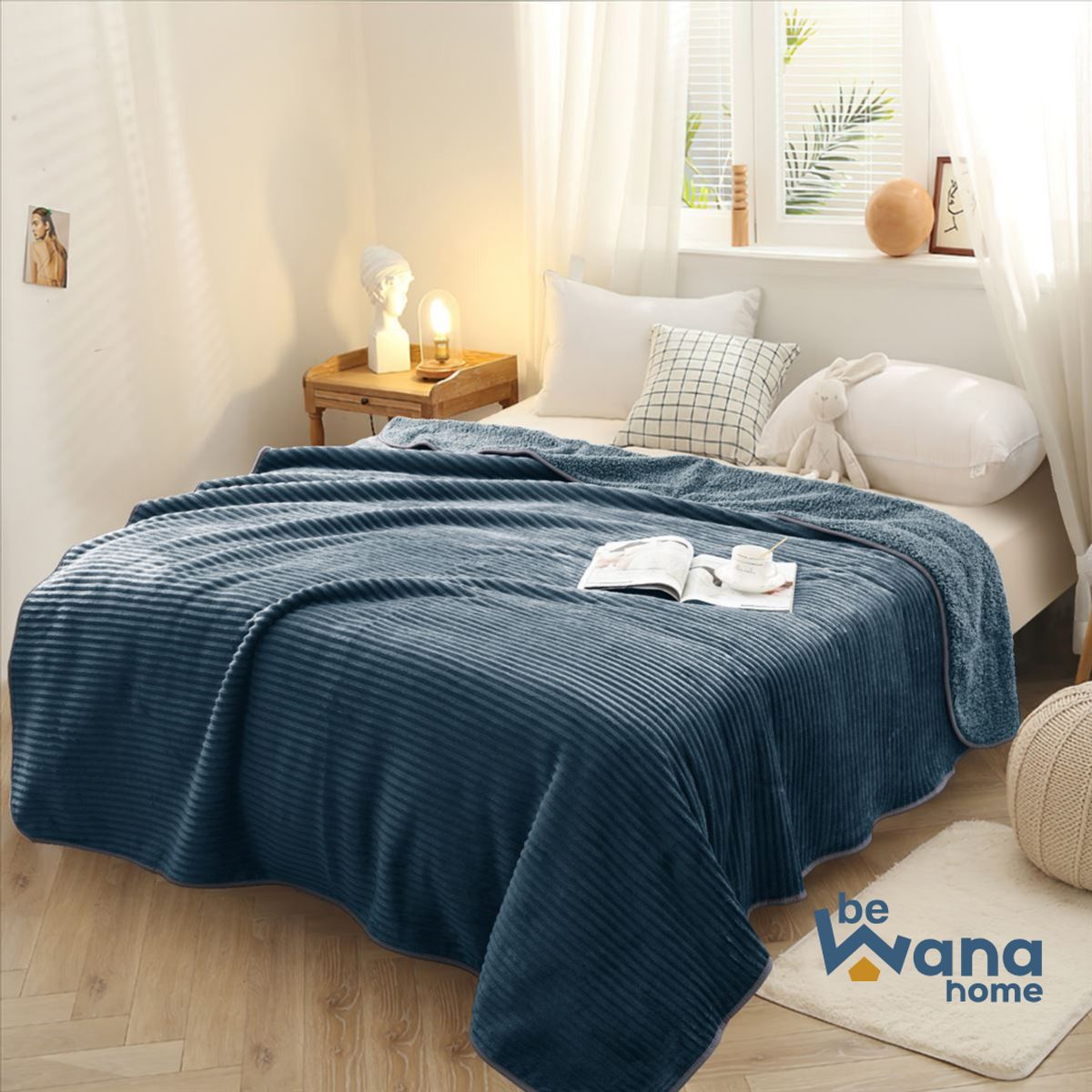 CASATEX - Manta Antialérgica Acalanada con Carnero Sherpa 2PLZ Verde