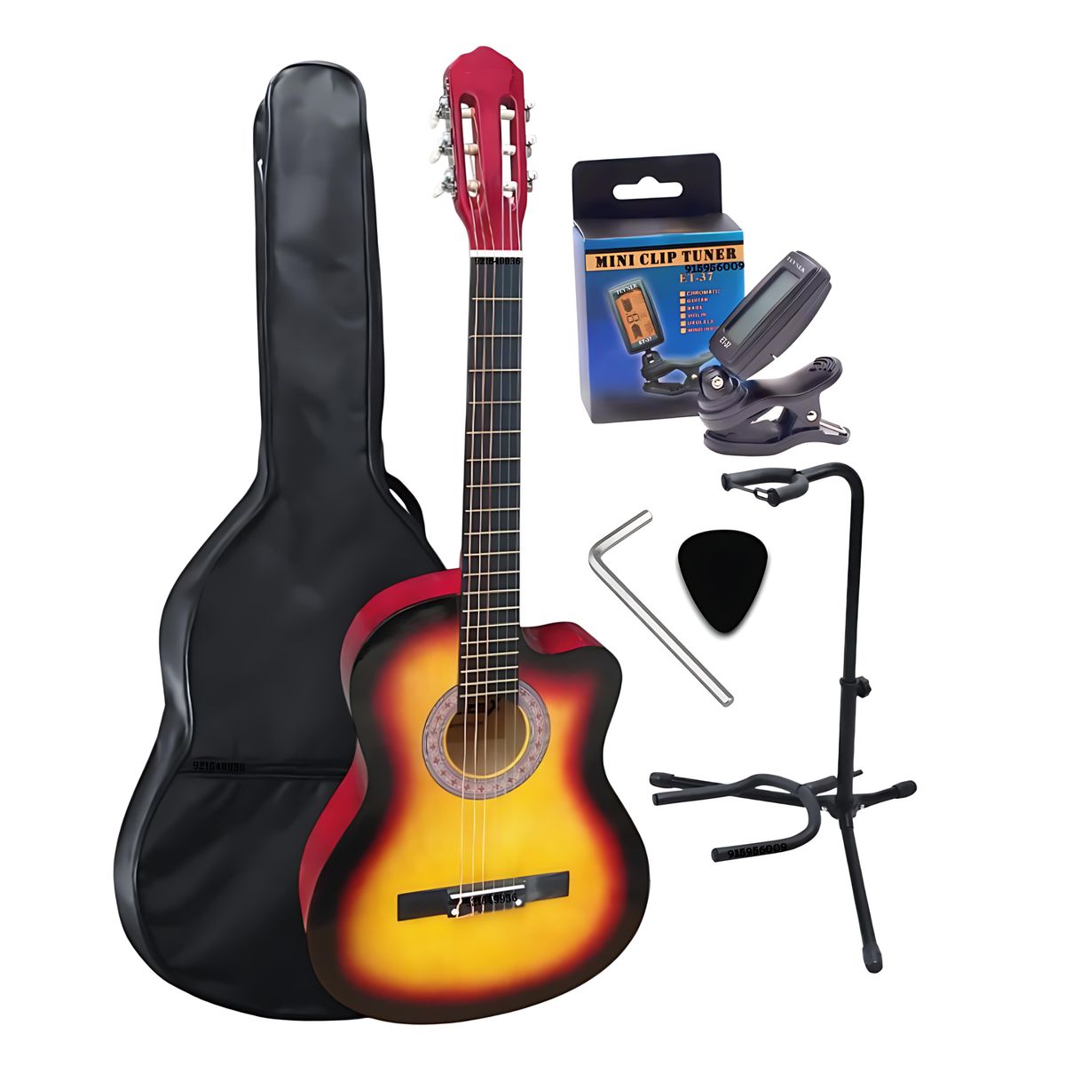 GENERICO - Guitarra acústica SUNBURST 39″ Funda&Parante&Afinador&Llave