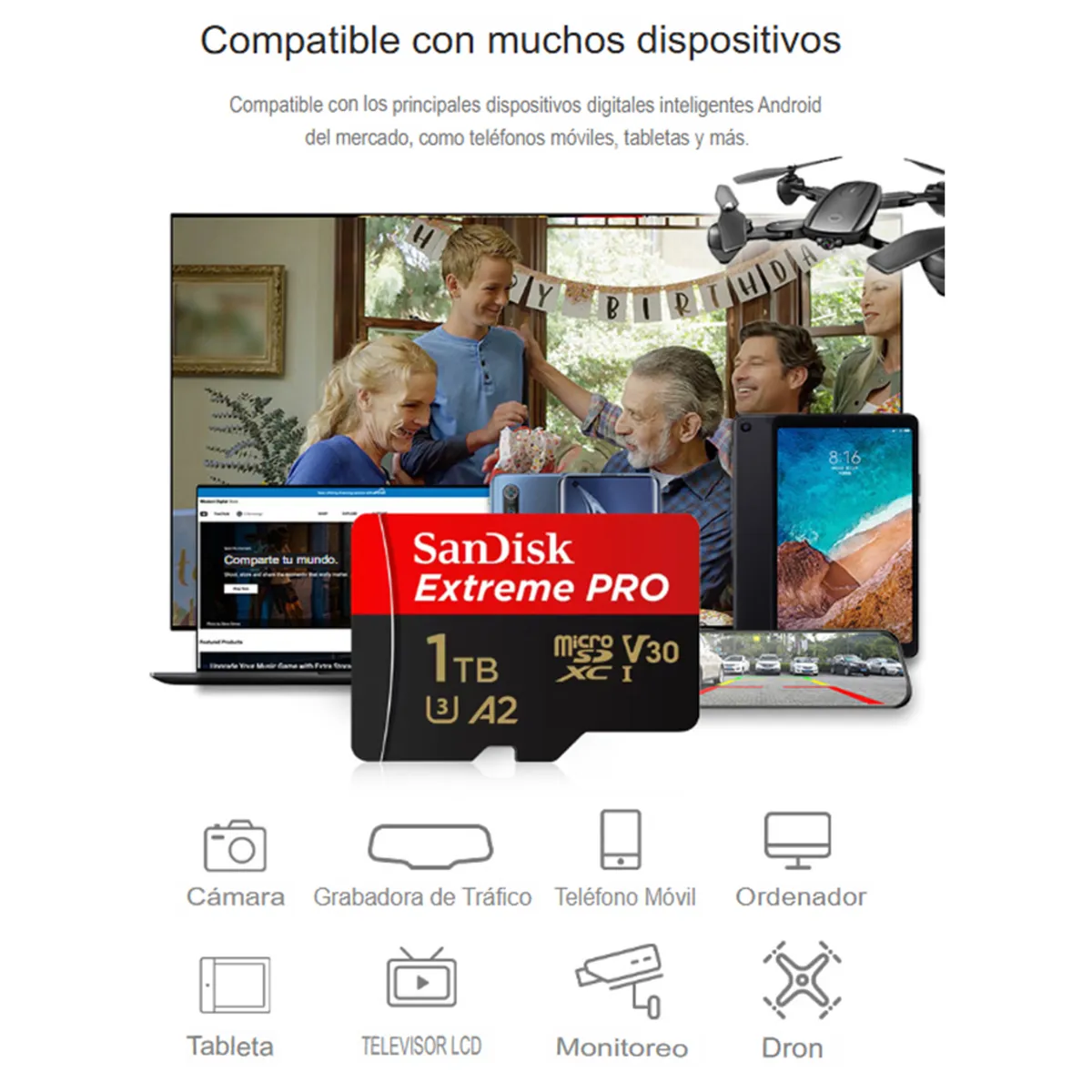 SANDISK - Memoria MicroSD Sandisk Extreme Pro 1TB UHS-I U3 A2 V30 4K