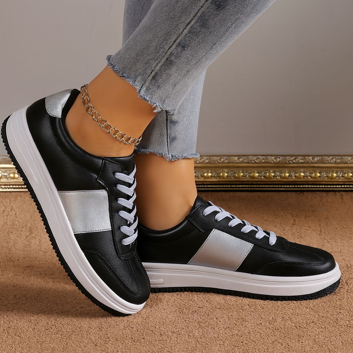 GENERICO - Zapatillas Mujer Misshus Dam negro plata