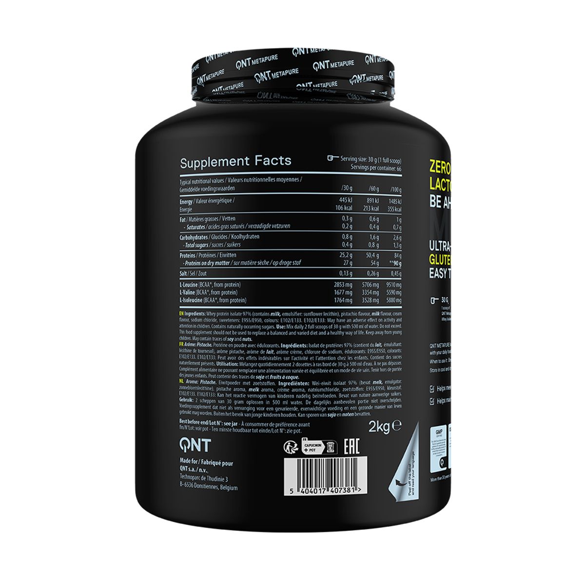 QNT - Proteina Metapure Whey Isolate Zero Carb 2Kg Pistacho QNT