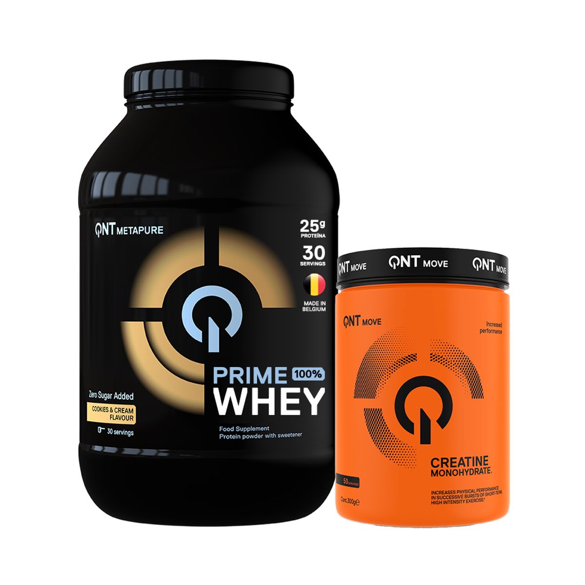 QNT - Proteina Prime Whey 908gr + Creatina 300gr Cookies & Cream QNT