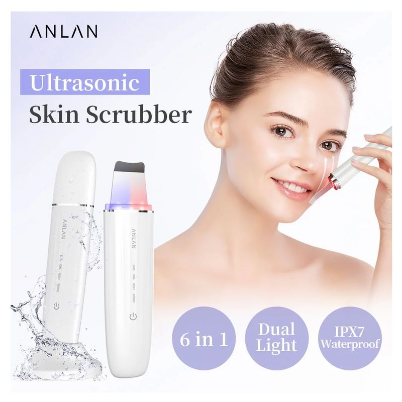 ANLAN - Paleta Ultrasónica SKIN SCRUBBER Espátula Limpieza Facial Profunda EMS