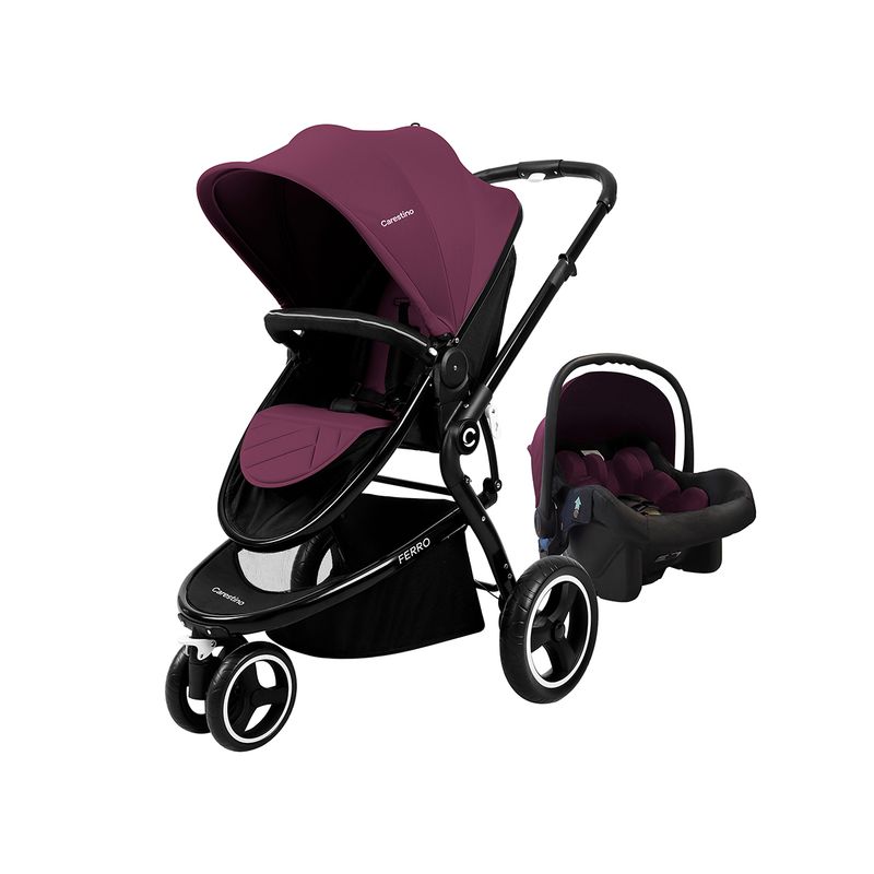 CARESTINO - Coche Carestino Ferro V2 Mora con Porta bebé y Moisés