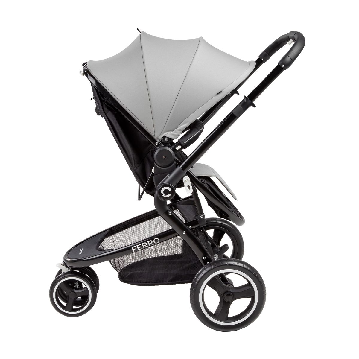 CARESTINO - Coche Carestino Ferro V2 Gris Claro con Porta Bebé y Moisés