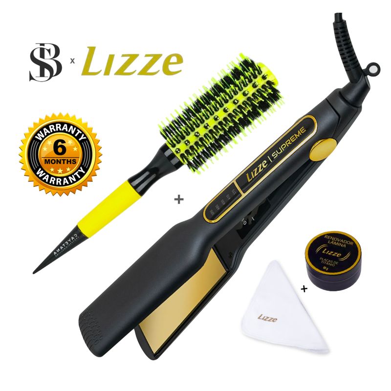 LIZZE - PLANCHA DE CABELLO LIZZE SUPREME 485F + CEPILLO TERMICO CERDAS MIXTAS