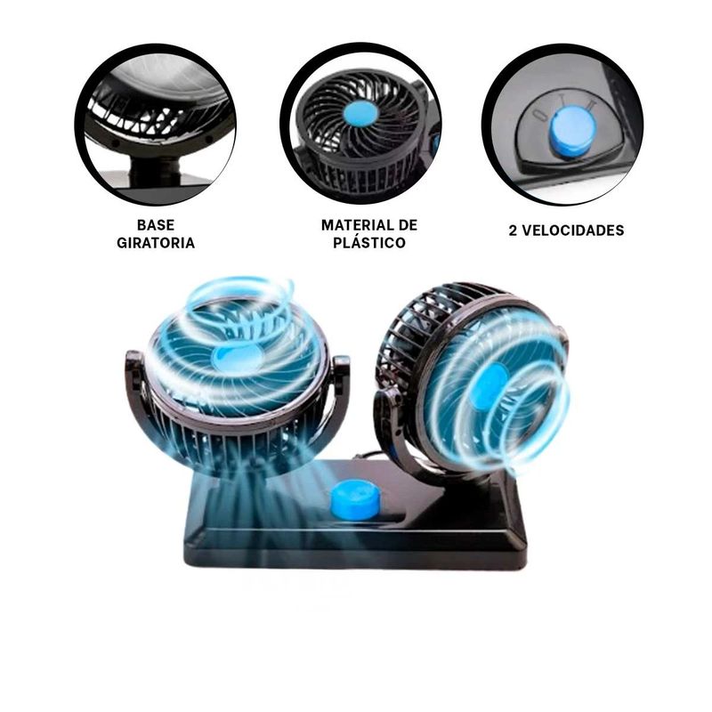 GENERICO - Pack2 Ventilador Recargable en Color Negro Y+Regalo Stickers