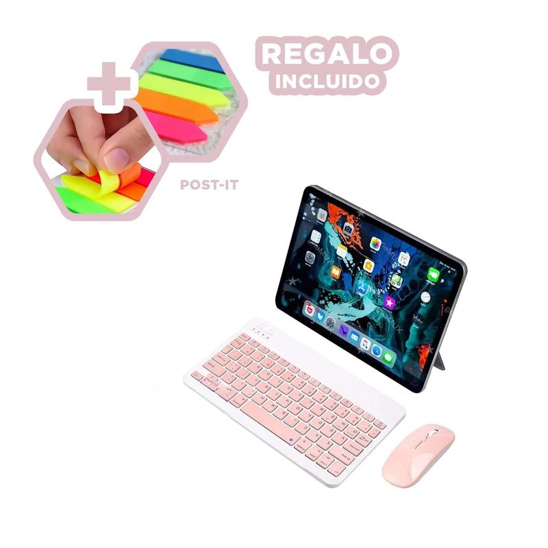GENERICO - Conjunto de Teclado y Mouse en Rosado Y+Post-it Adhesivos