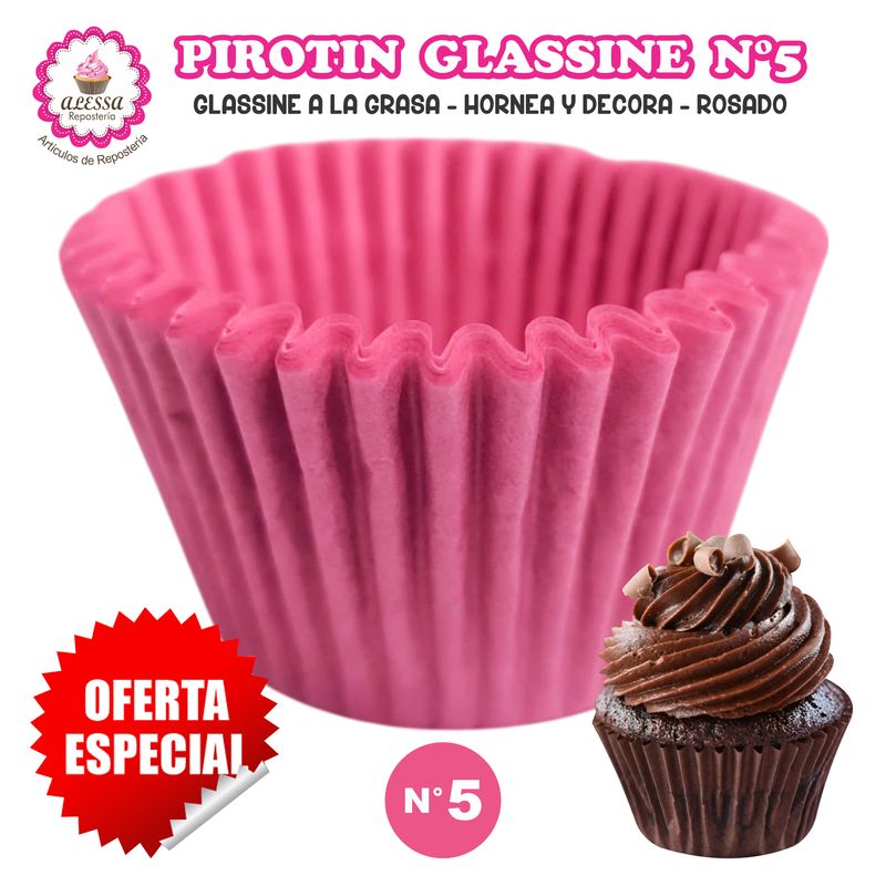 GENERICO - Pirotin a la Grasa Horneable Rosado N°5 Repostería 1000 unidades