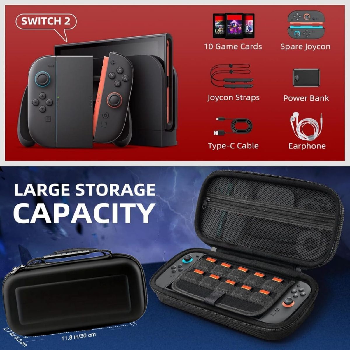 GENERICO - Estuche Protector Para Nintendo Switch 2 Case Funda - NEGRO