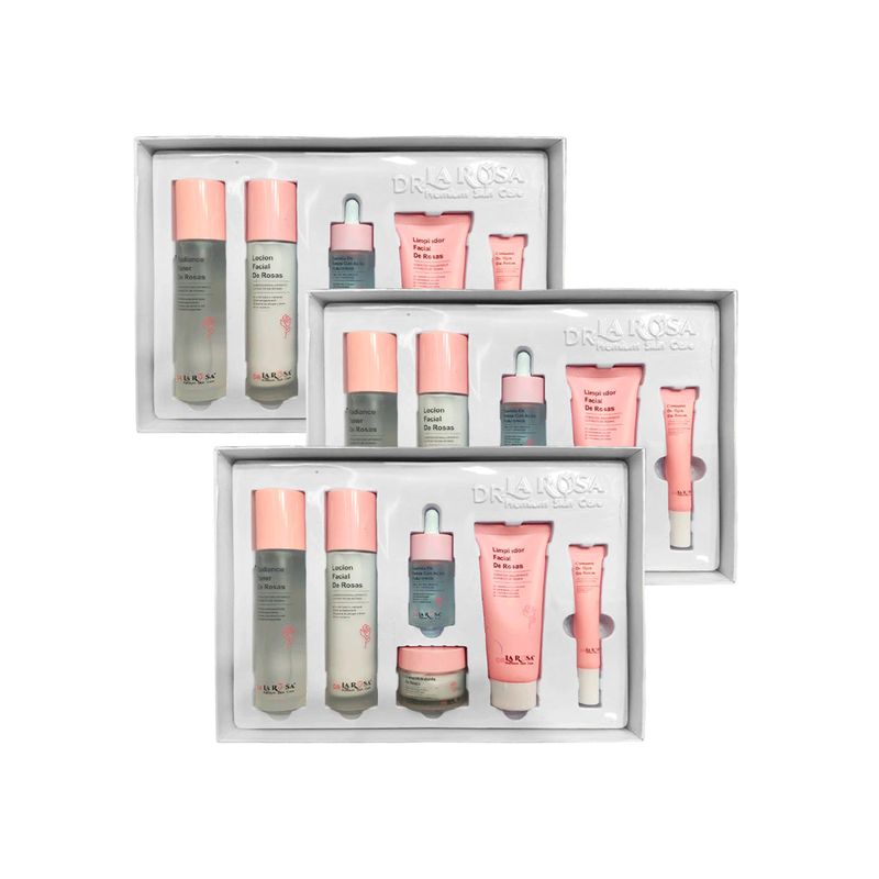 GENERICO - Set Skin Care premiun de Rosas y Ácido Hialurónico 6 piezas Dr la Rosa 3 und