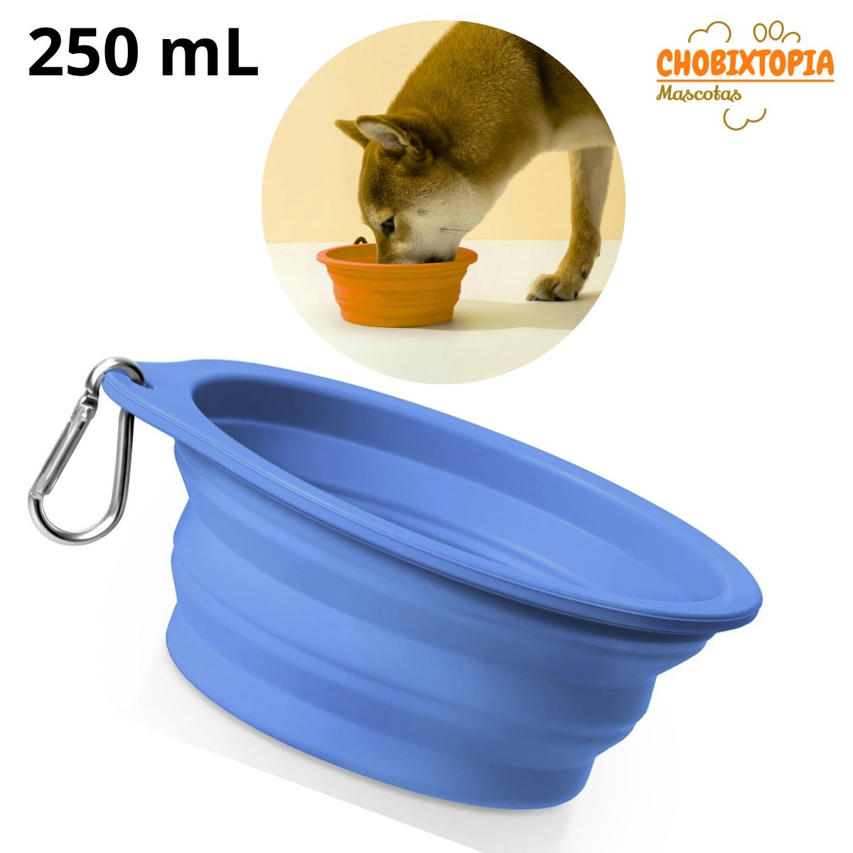 GENERICO - PLATO PORTATIL PLEGABLE PARA MASCOTA - ACERO 250mL