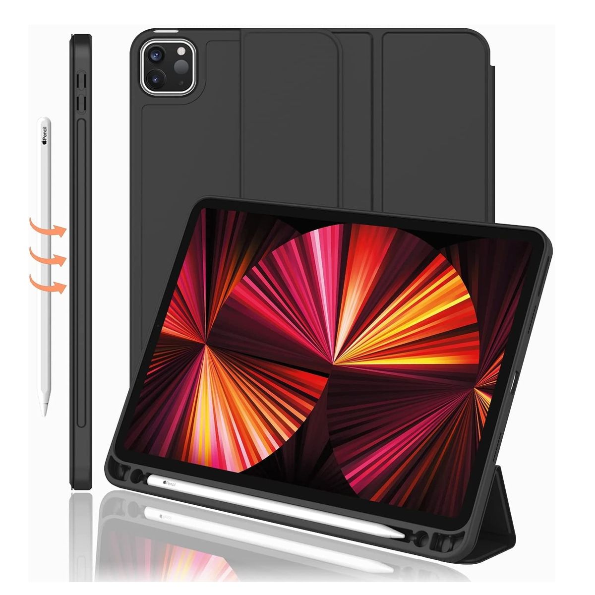 GENERICO - Case Porta Pencil para iPad Pro 12.9 6ta A2436 A2764 A2437 A2766 Smart