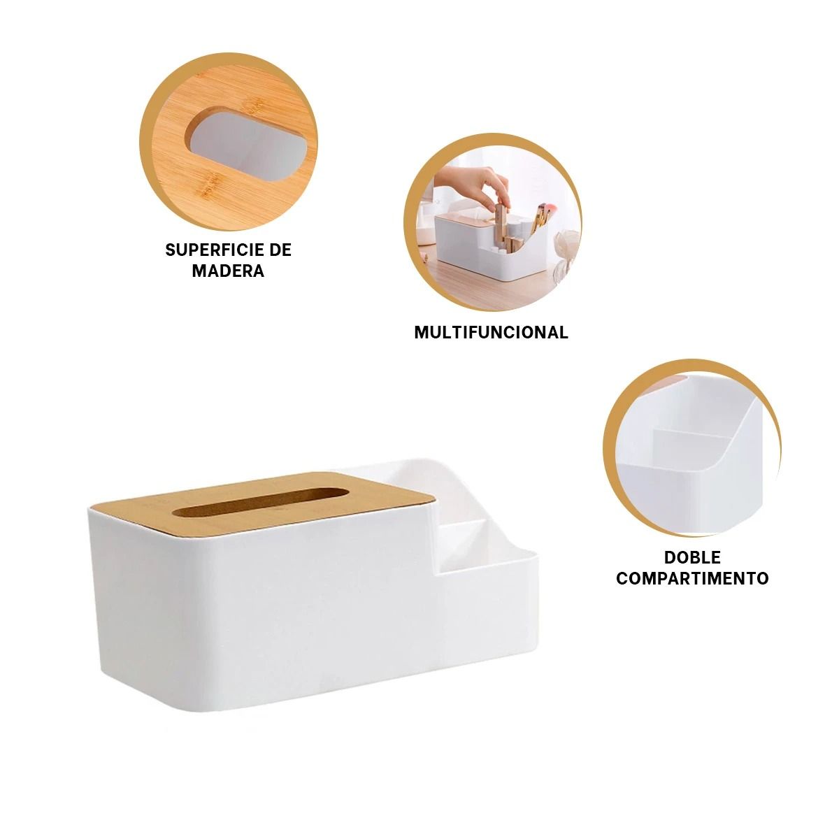 GENERICO - Pack2 Caja de Servilletas para Mesa Blanco Y+Ligas de Regalo