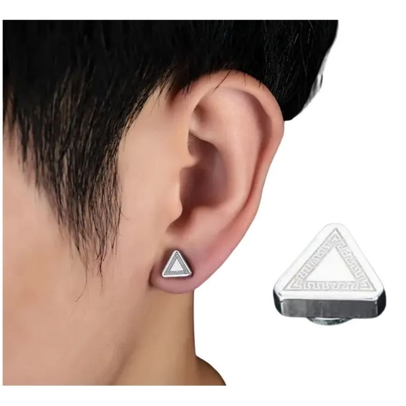 GENERICO - Arete Imán No Hueco Triangulo Falso Piercing Imantado