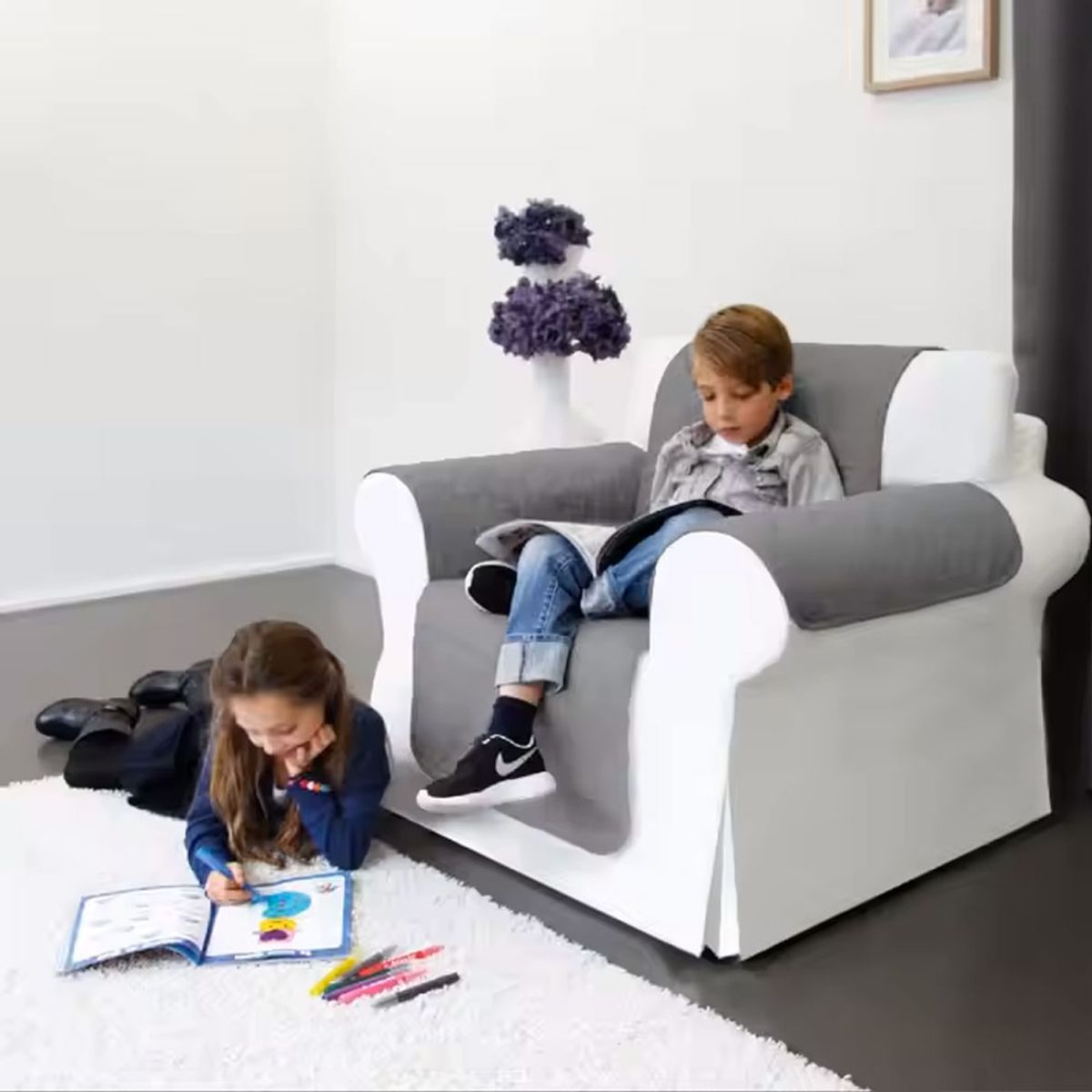 QUE PATAS PET SHOP - Funda Forro Cobertor Para Muebles De 1 Cuerpo Gris